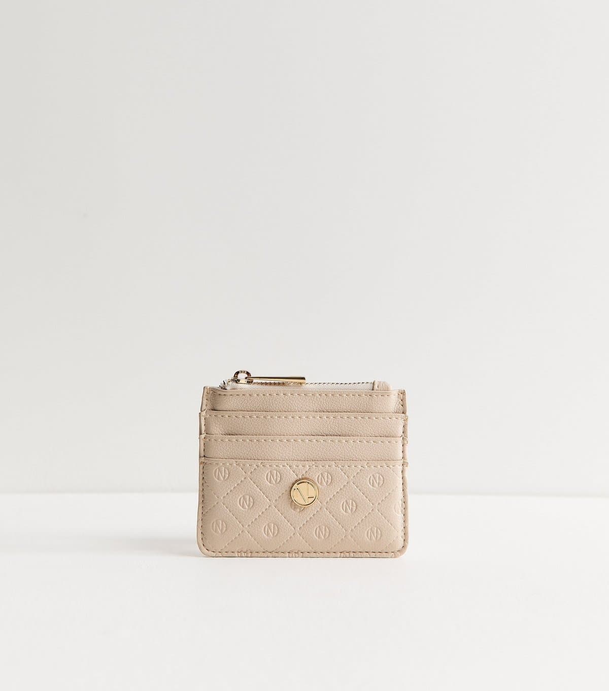 New Look Cream Faux Leather Logo Embossed Cardholder New Look