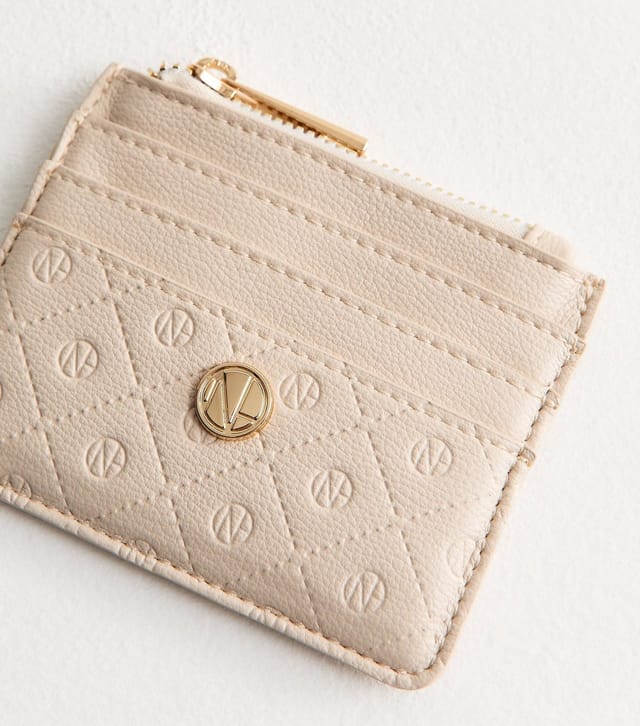 New Look Cream Faux Leather Logo Embossed Cardholder New Look - 2