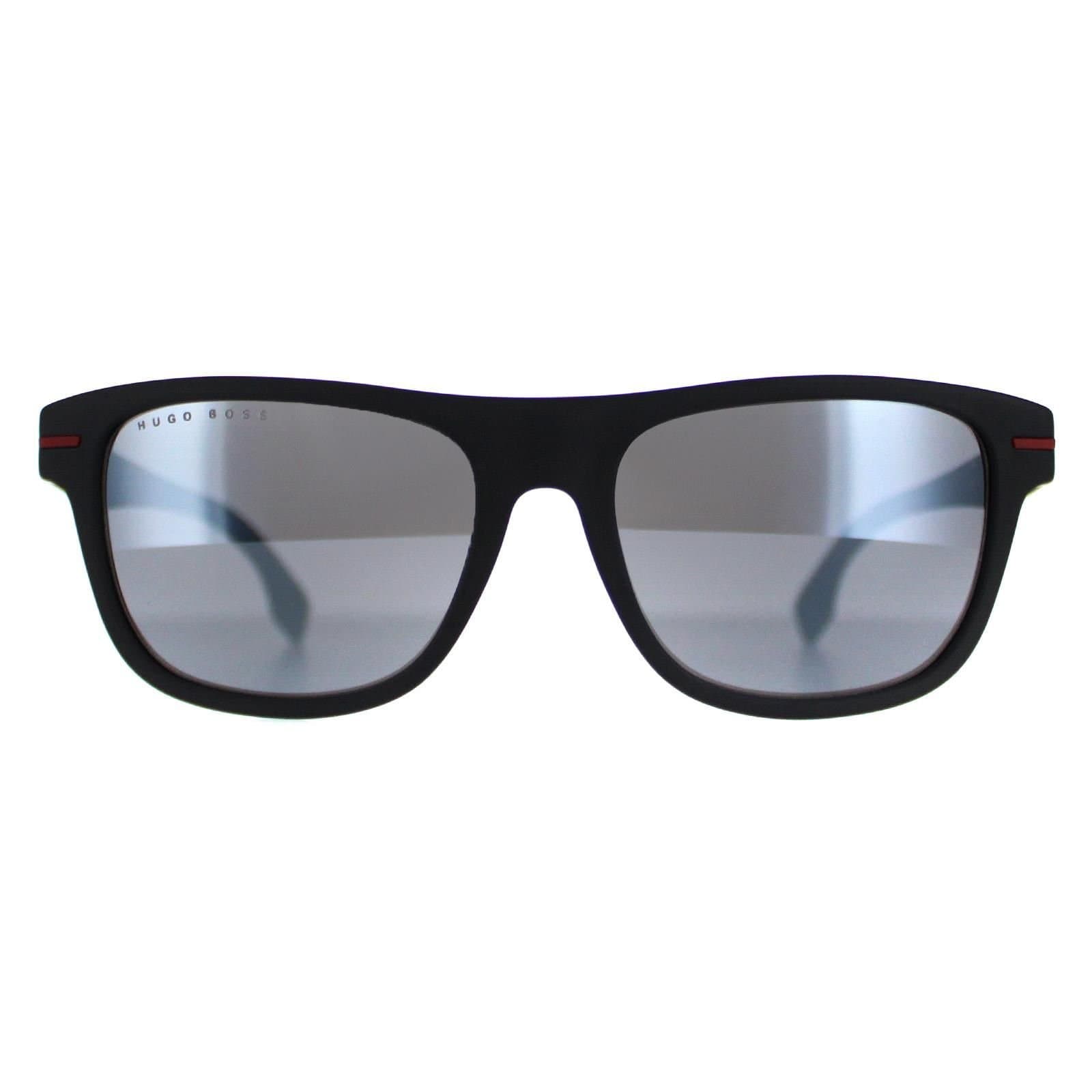 Hugo Boss Hugo Boss Men's Rectangle Matte Black Red Silver Mirror BOSS 1322/S
