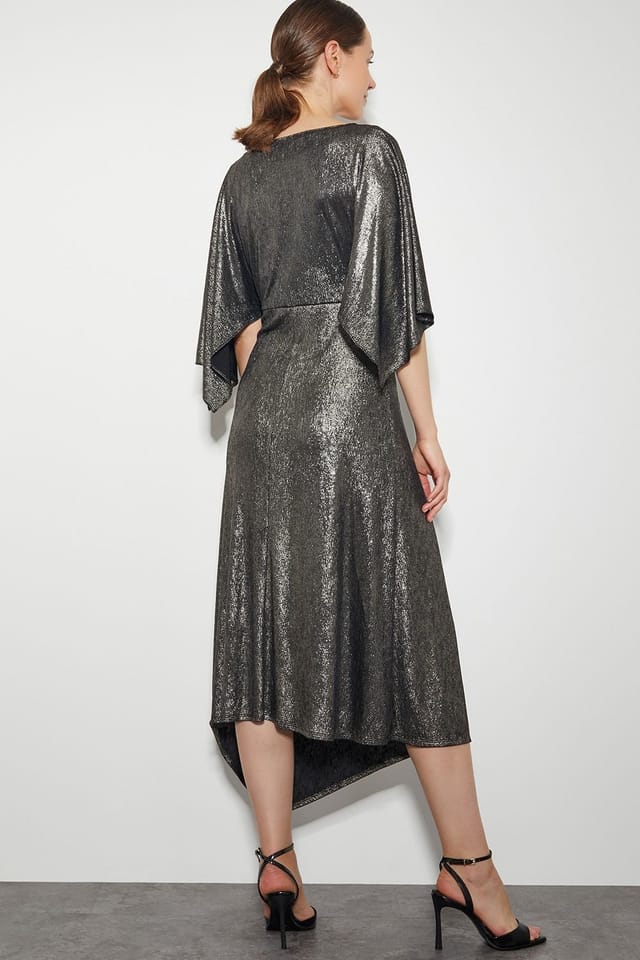 Monsoon Monsoon Women's Mila Drape Metallic Jersey Midi Dress Gold - 3