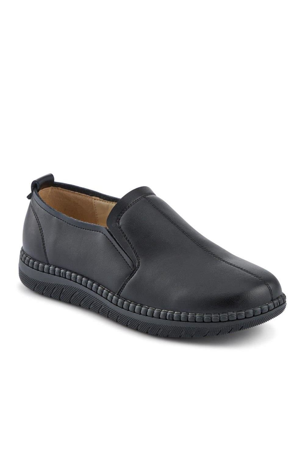 Pavers Pavers Women's Wide Fit Smart Slip-On Shoes With Leather Insole in Black