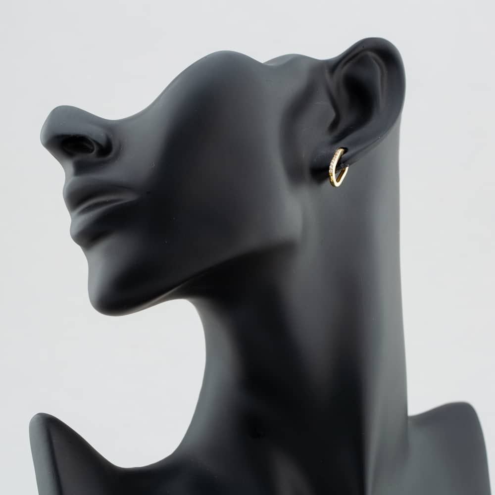 T.H.Baker T.H.Baker Women's 9ct Yellow Gold & Cubic Zirconia Rectangular Creole Hoop Earrings 1.57.9991 - 3