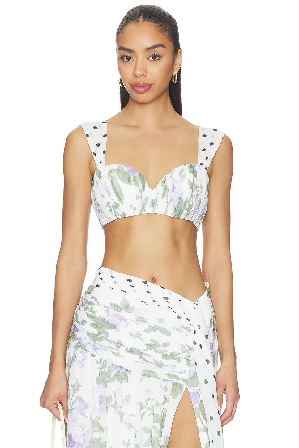 revolve Revolve Floral Crop Top With Scarf in Vintage Rose