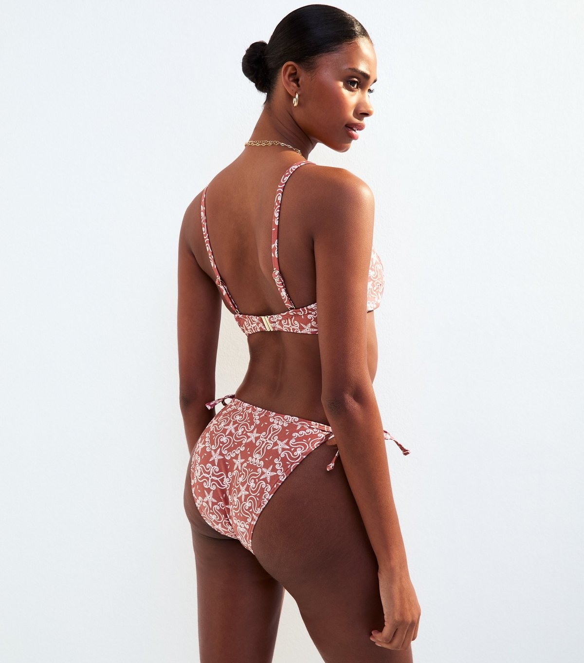 New Look Women's Pink Starfish Print Tie Side Bikini Bottoms New Look - 4