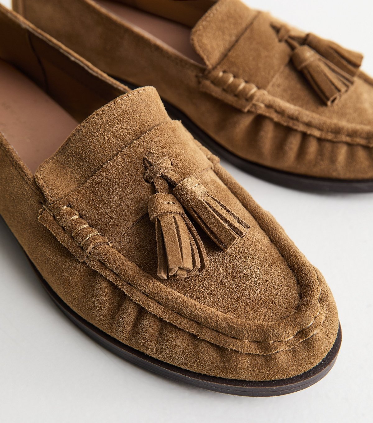 New Look Women's Premium Real Leather Camel Suede Tassel Loafers New Look - 3