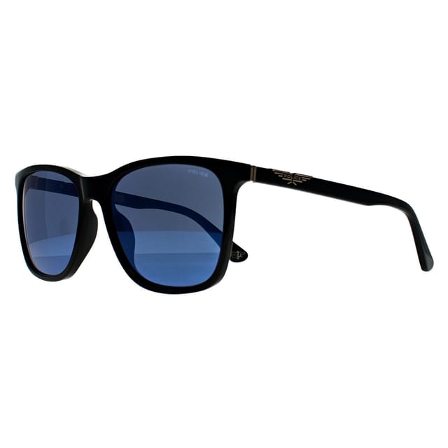 Police Police Men's Square Shiny Black Smoke Mirror Blue SPL872N Origins 1 - 2