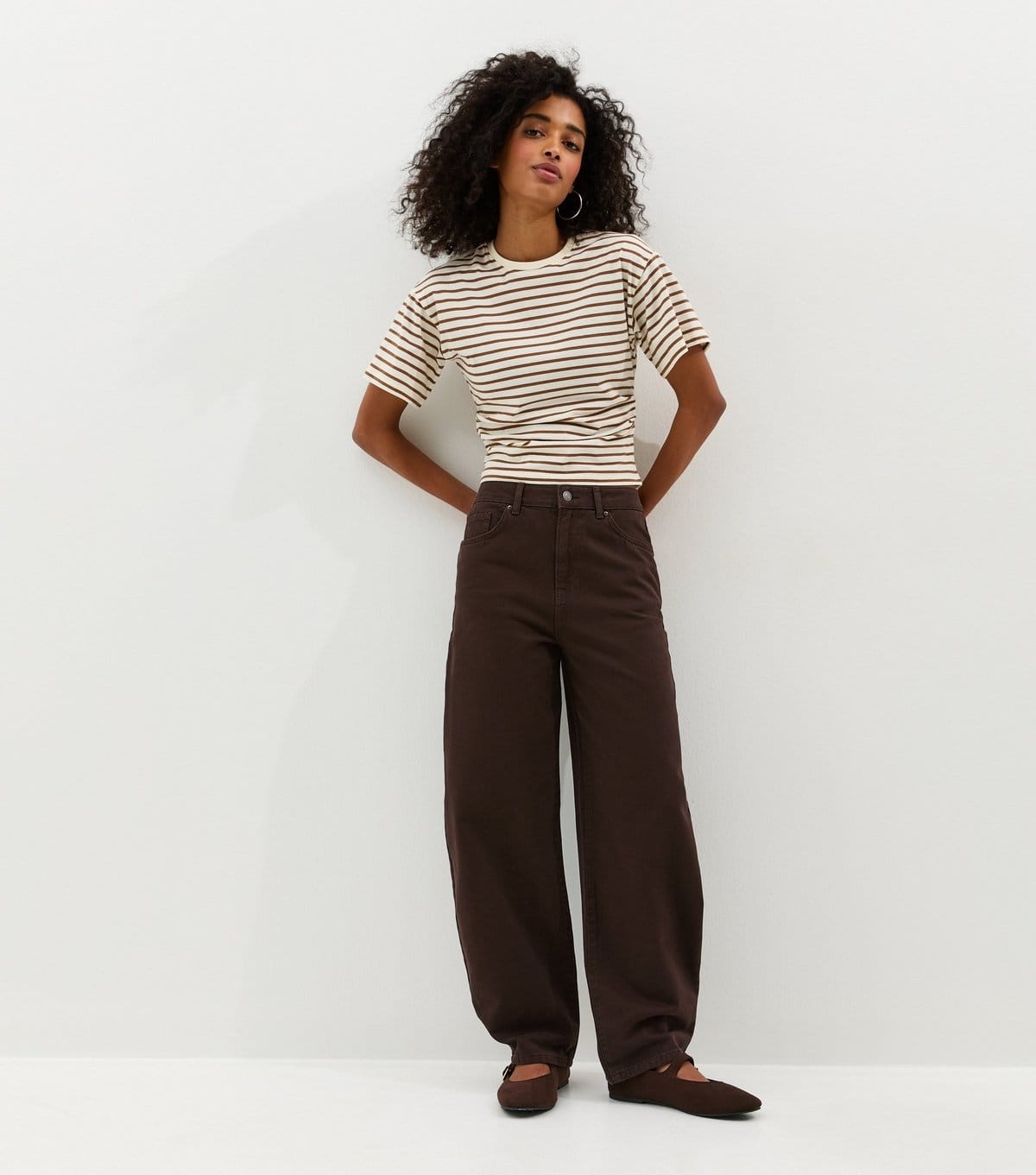 New Look Women's Dark Brown Barrel Leg Jeans New Look - 4