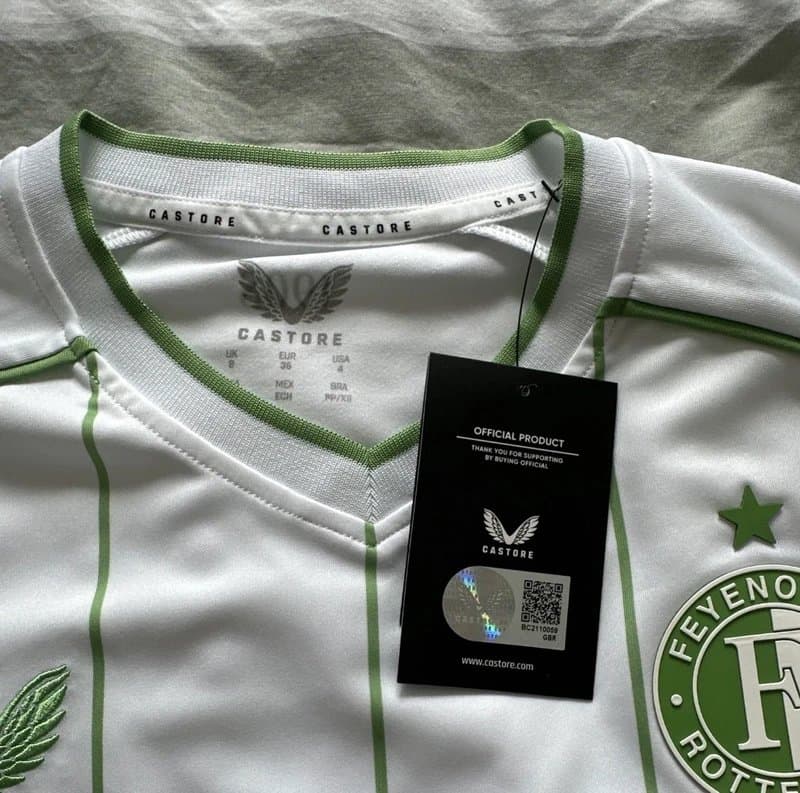Castore Castore Feyenoord Rotterdam Away Football Shirt White/Green Size XS Bnwt Rep £70