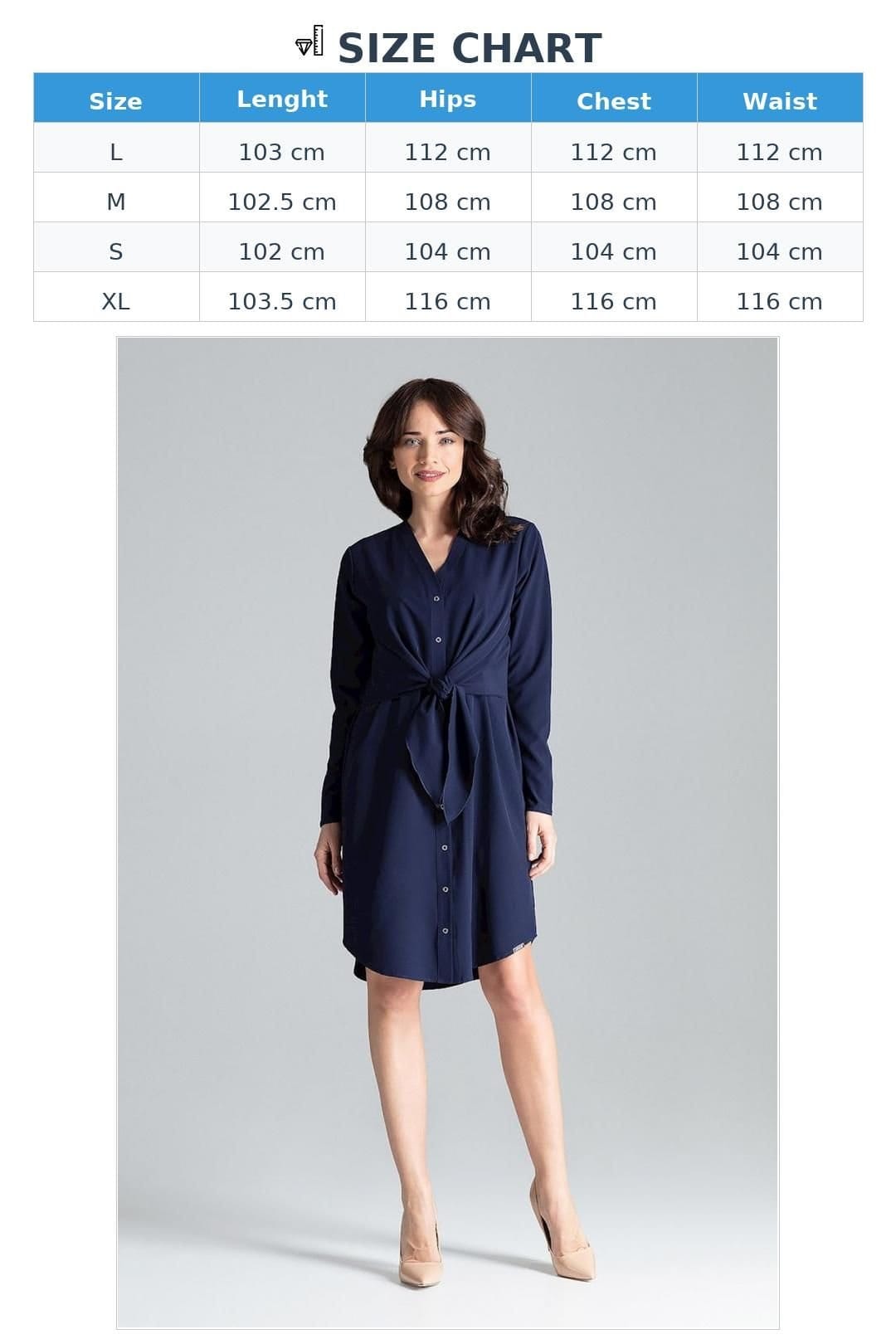 Love Lace Love Lace Women's Shirt Dress Cheese Neck Tie Waist in Navy - 4