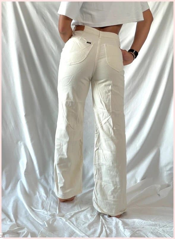 Lee Lee Cream Straight Leg Jeans W28 L30 Off White High Rise Denim