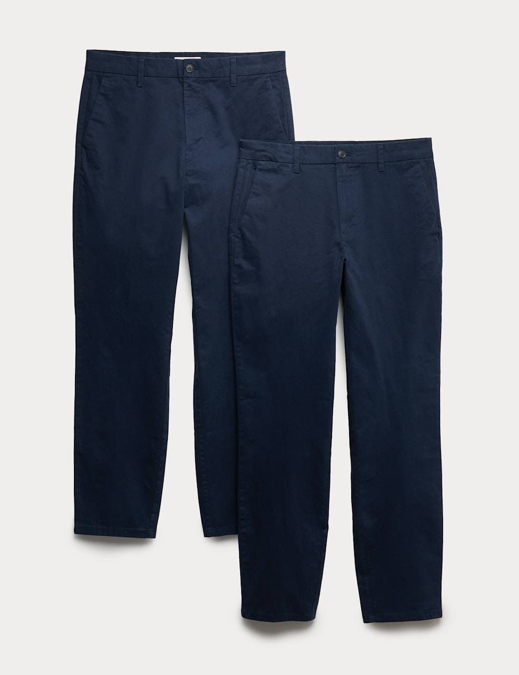 Marks & Spencer M&S Navy Blue Regular Fit Stretch Chinos 2-Pack