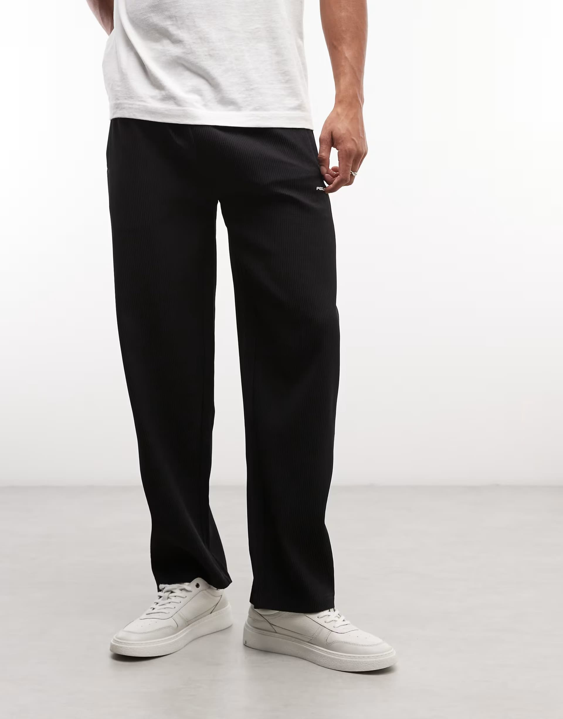 ASOS Pegador troy plissee relaxed fit trousers in black