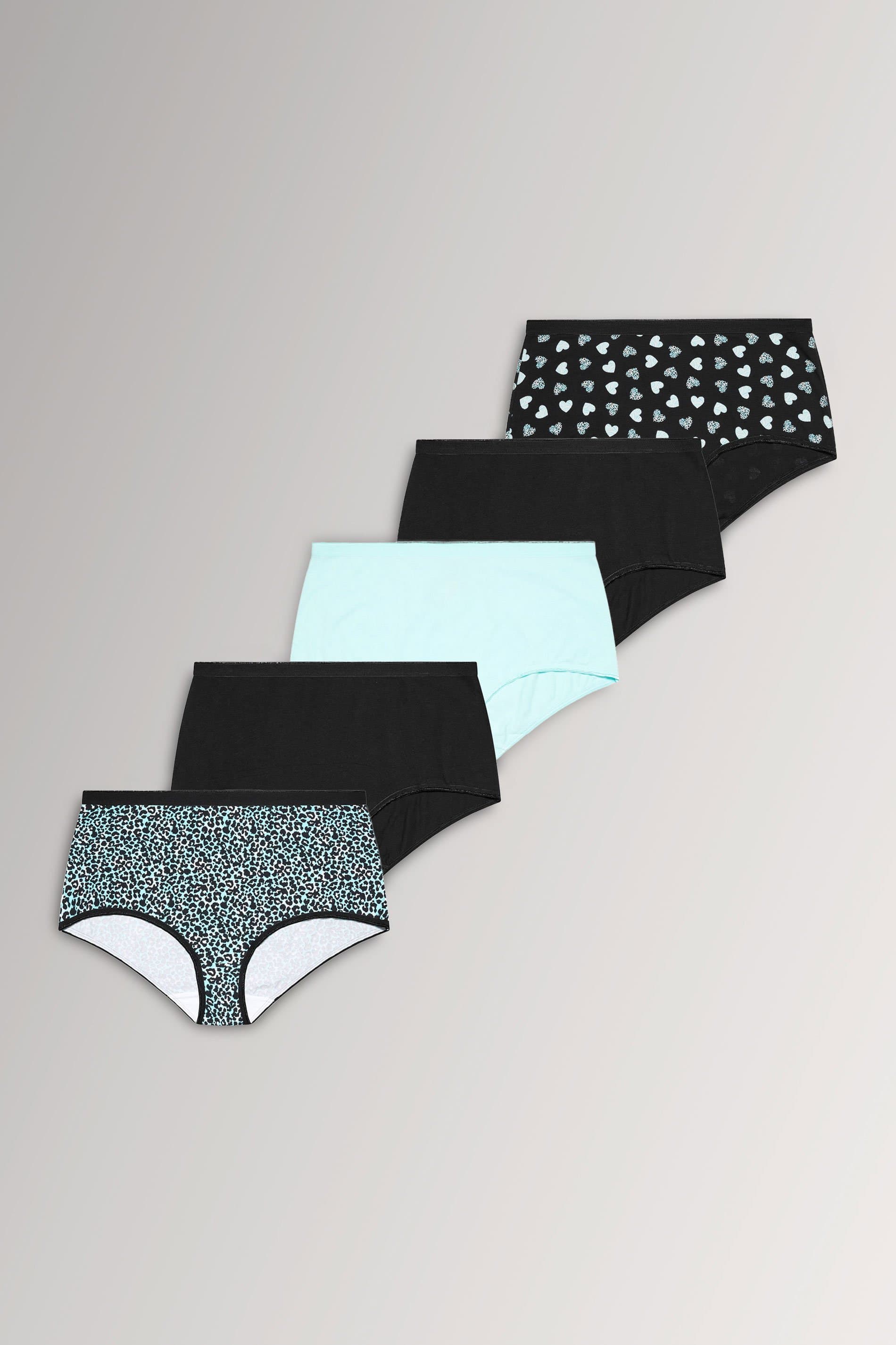 Yours 5 Pack Plus Size Blue Animal Star Full Briefs