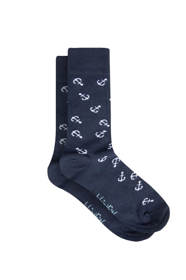 Weird Fish Weird Fish Men's Wyatt Patterned Socks 3 Pack in Dark Navy - 3