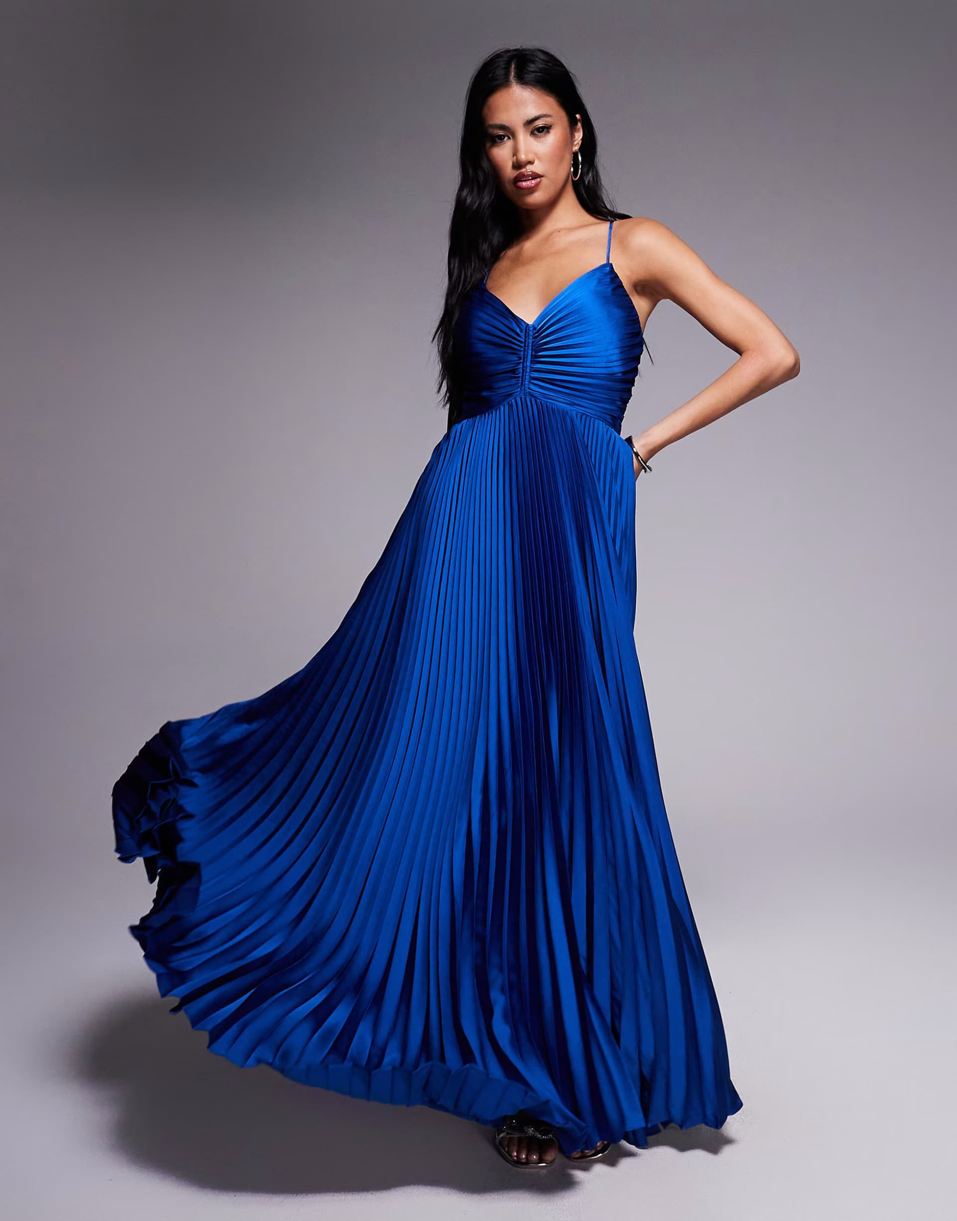 ASOS Forever New pleated maxi dress in sapphire blue