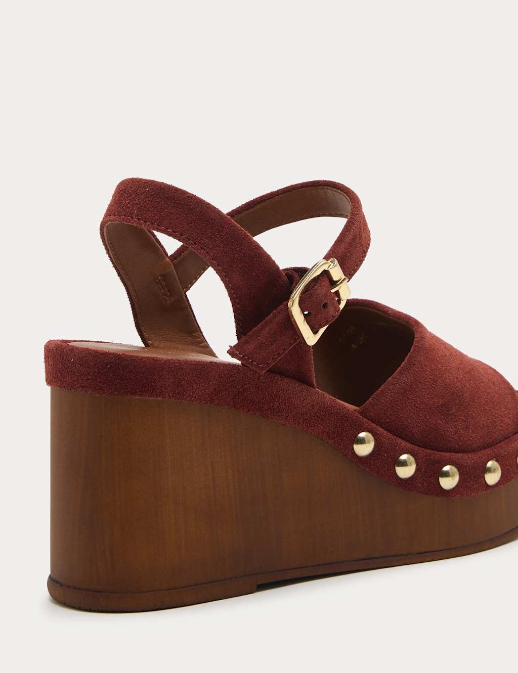 Marks & Spencer M&S Suede Studded Wedge Open Toe Clog Rust - 2