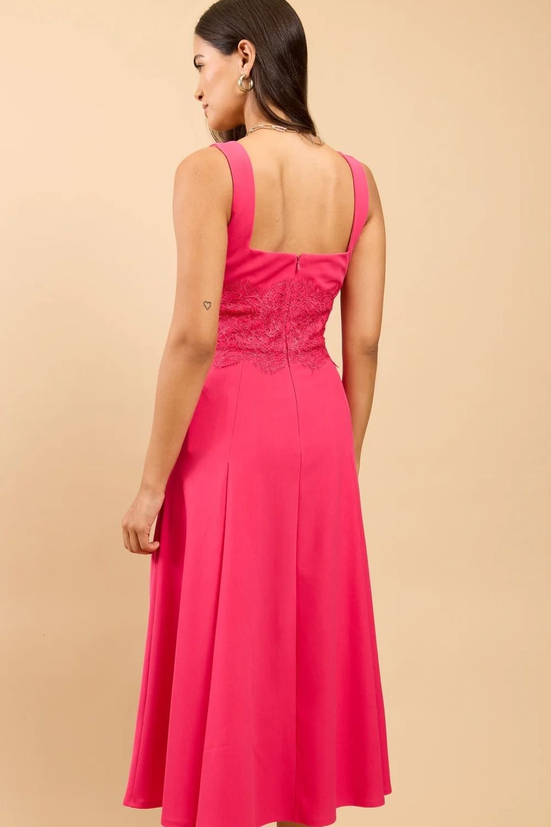 Little Mistress Little Mistress Women's Pink Lace Detail Midaxi Dress - 2