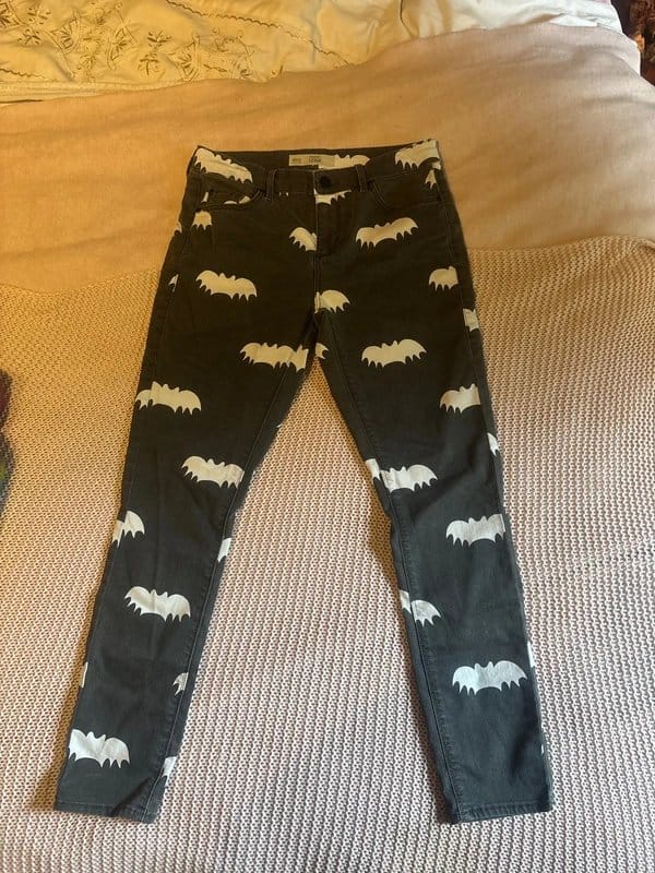 Topshop Black Bat Print Skinny Jeans