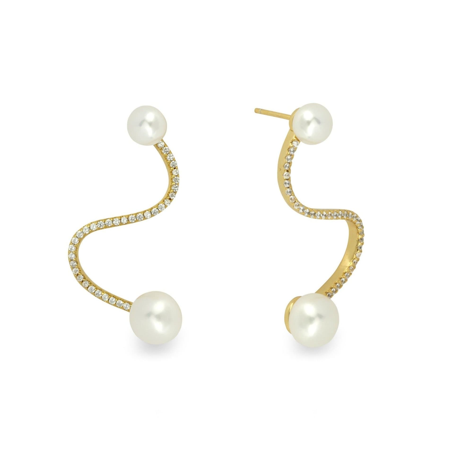 Gold Trip Gold Trip Women's Pearl Wave Earrings in Gold