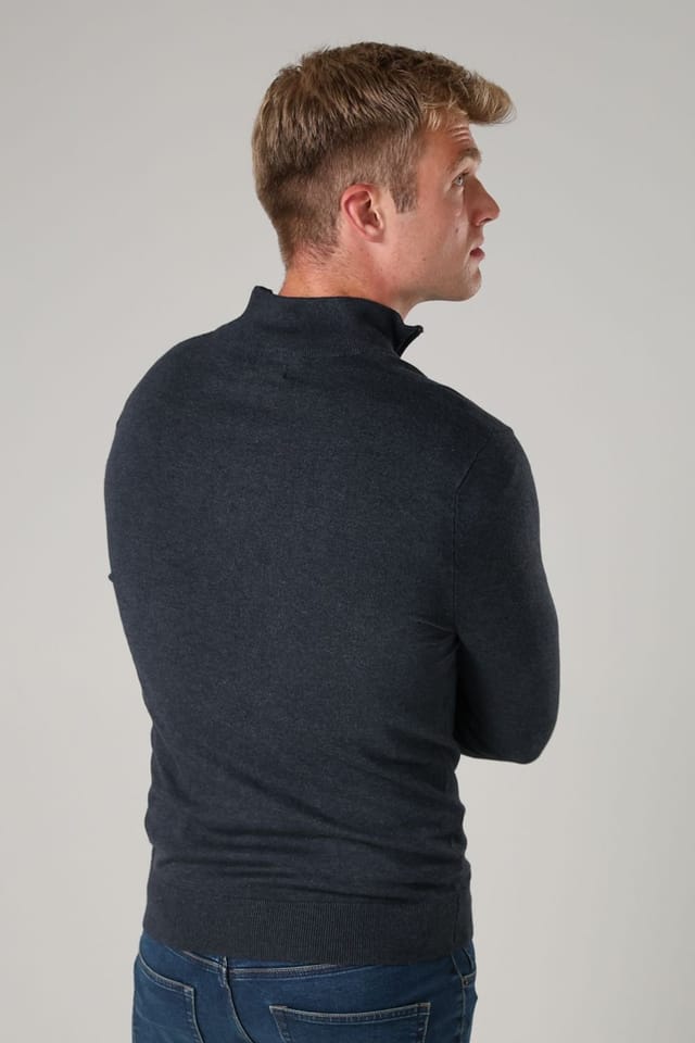 French Connection French Connection Men's 1/2 Zip Knitted Jumper in Dark Blue - 3