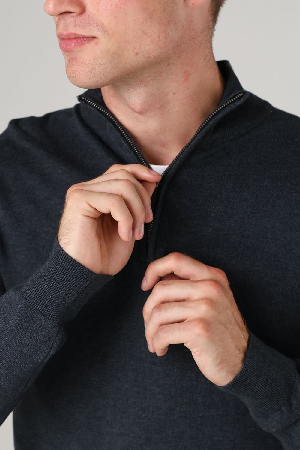 French Connection French Connection Men's 1/2 Zip Knitted Jumper in Dark Blue - 4