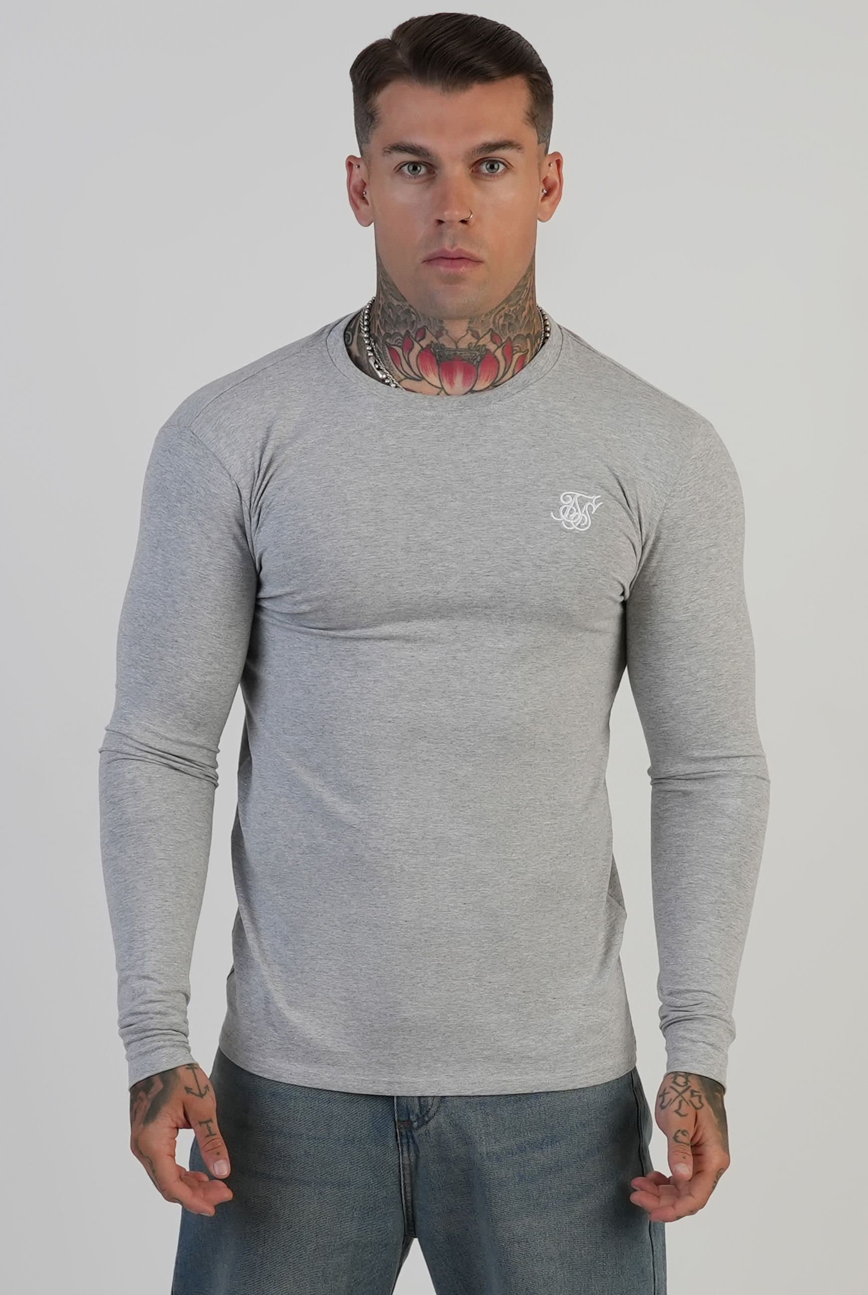 SikSilk SikSilk Men's Essentials LS T-Shirt in Grey