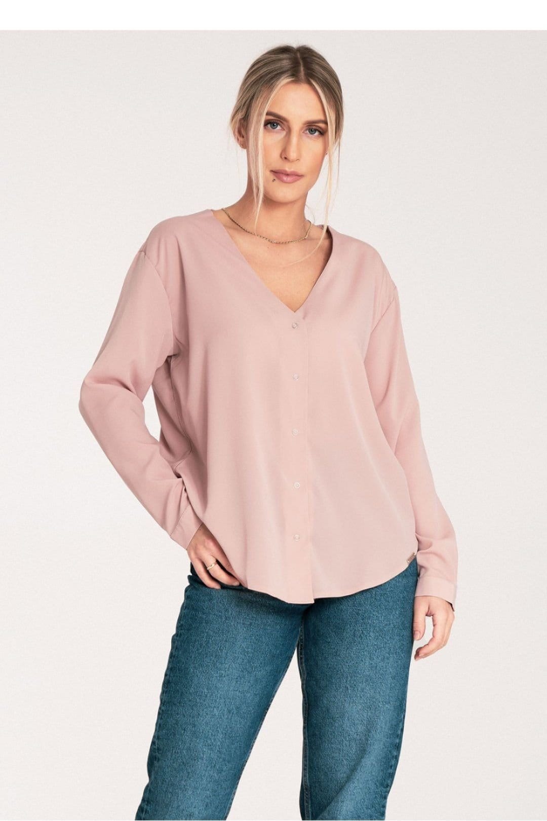 Love Lace Dusty Pink Long Sleeve Shirt with Press Studs