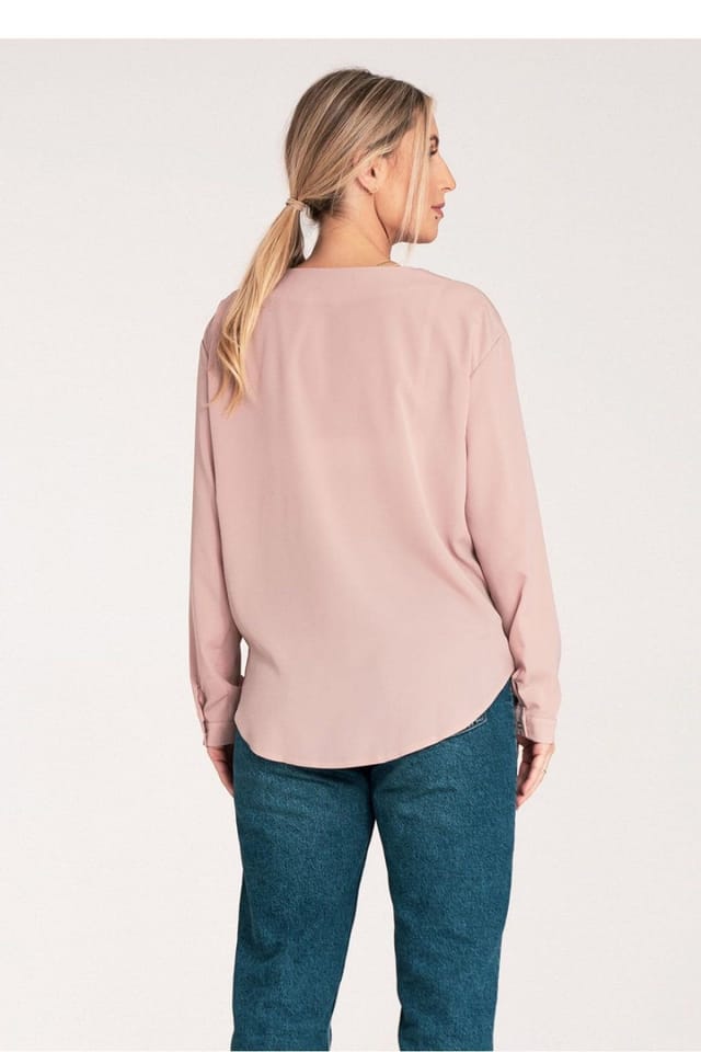 Love Lace Love Lace Women's Long Sleeve Press Stud Cuff Fastened Shirt in Dusty Pink - 3
