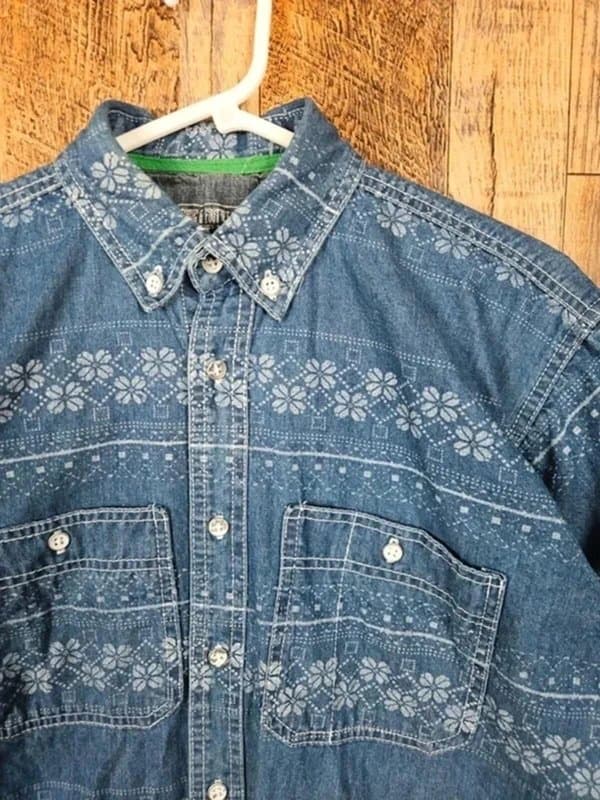 Rivers Vintage Rivers Denim Shirt - Floral Pattern - Slim Fit - S