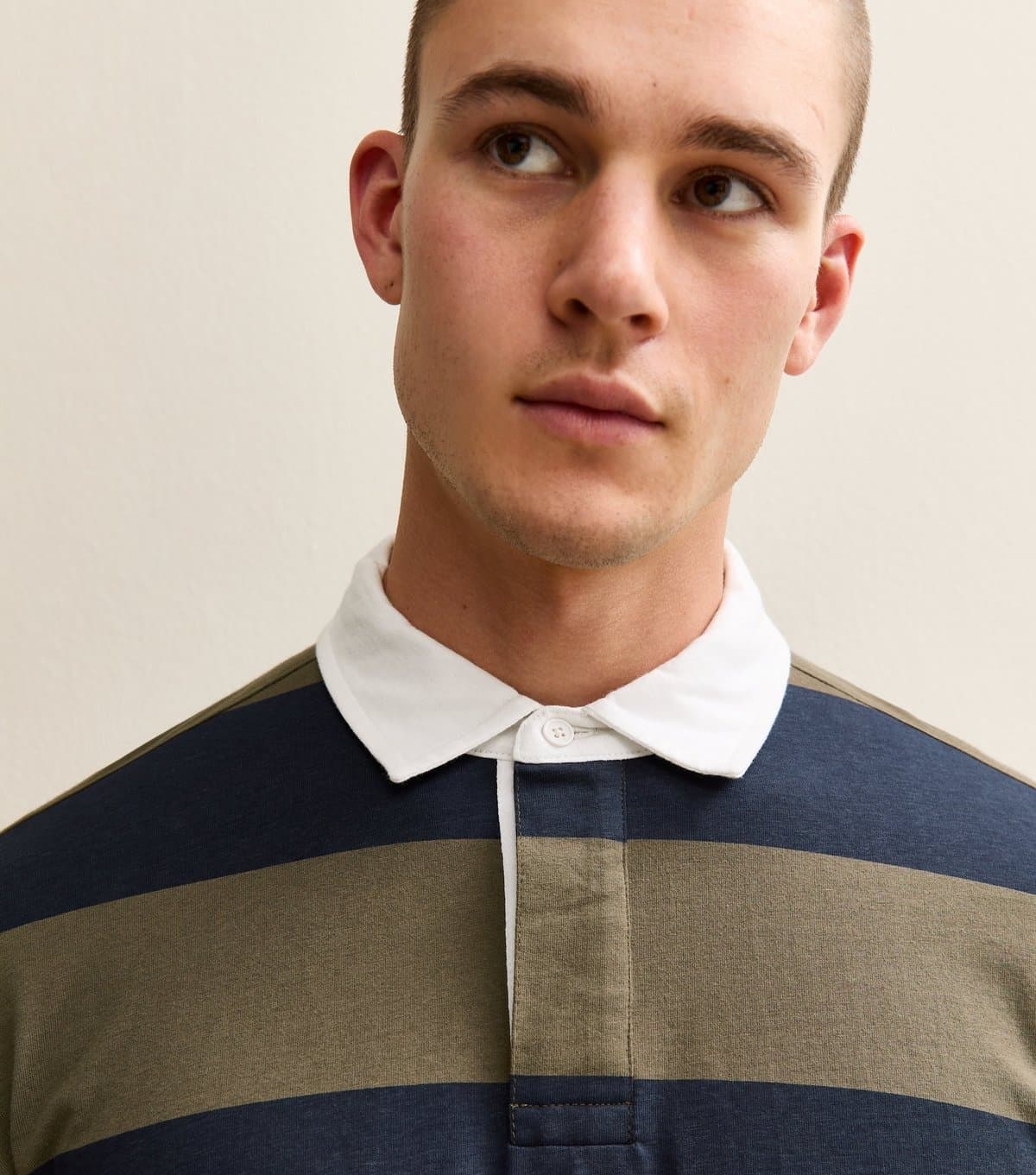 New Look Men's Navy Relaxed Cotton Striped Rugby Shirt New Look