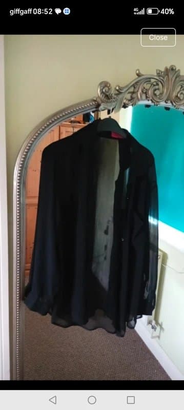 Boohoo Ladies size 10 black sheer blouse cover up shirt top