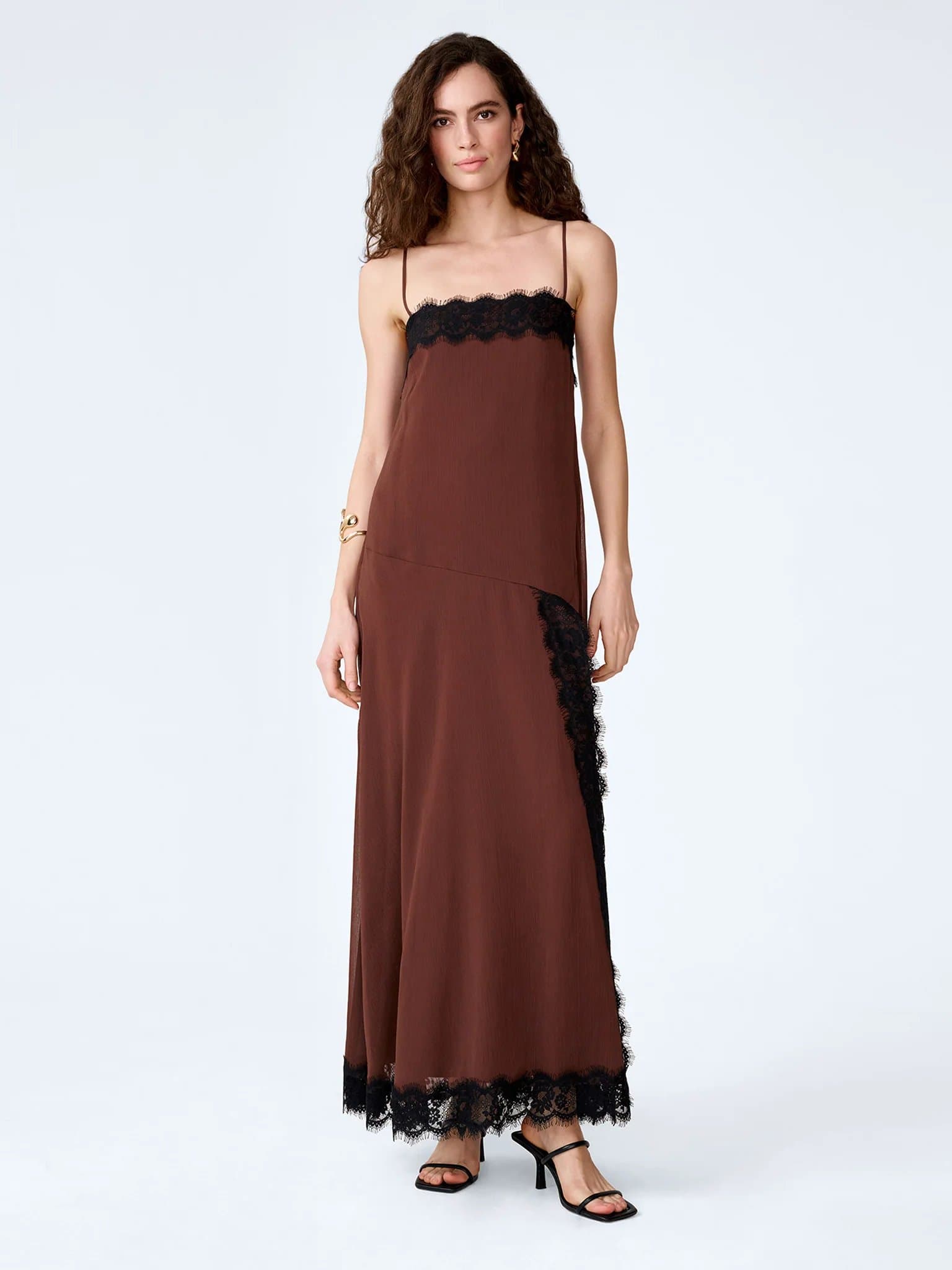 OMNES Thea Dress in Chocolate/Black Lace