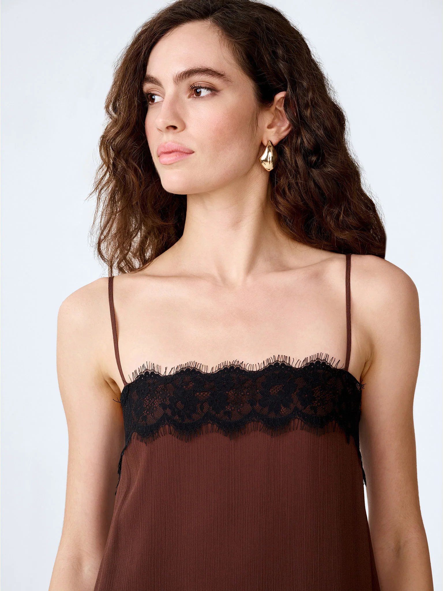 OMNES Thea Dress in Chocolate/Black Lace - 4