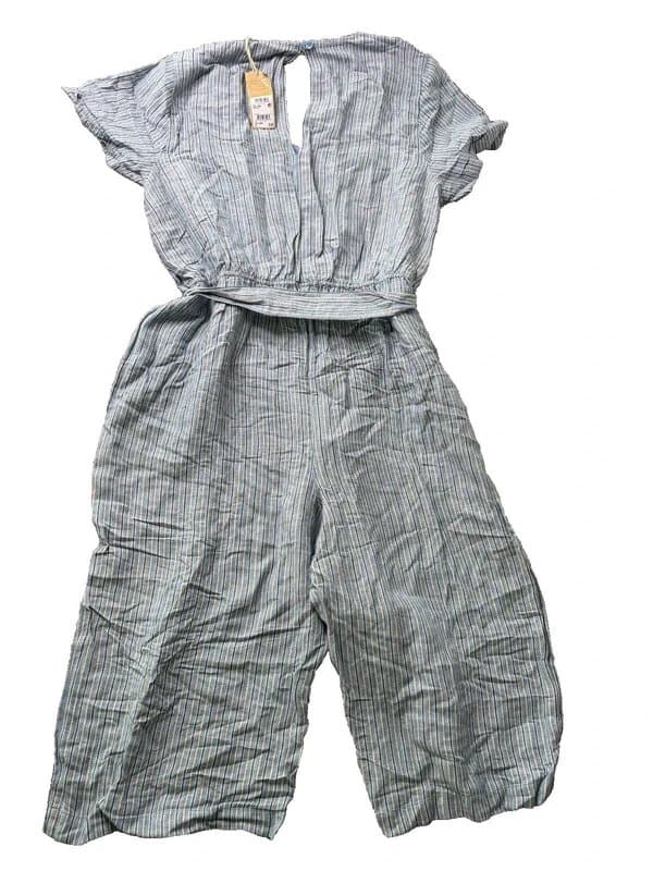 Next Next Lien Jumpsuit Playsuit Size 20 Women EU 48 Vintage Blue Striped NEW RRP £40