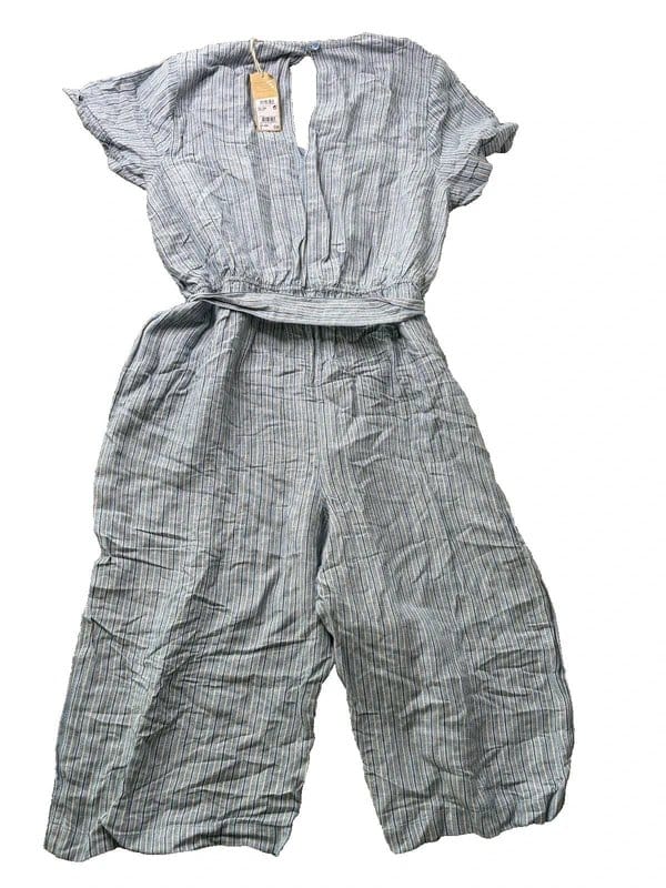 Next Vintage Blue Striped Jumpsuit Playsuit Size 20 Women EU 48