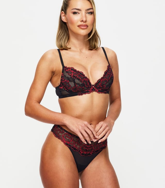 Ann Summers Women's Black Lace Non-Padded Plunge Bra Ann Summers New Look - 2