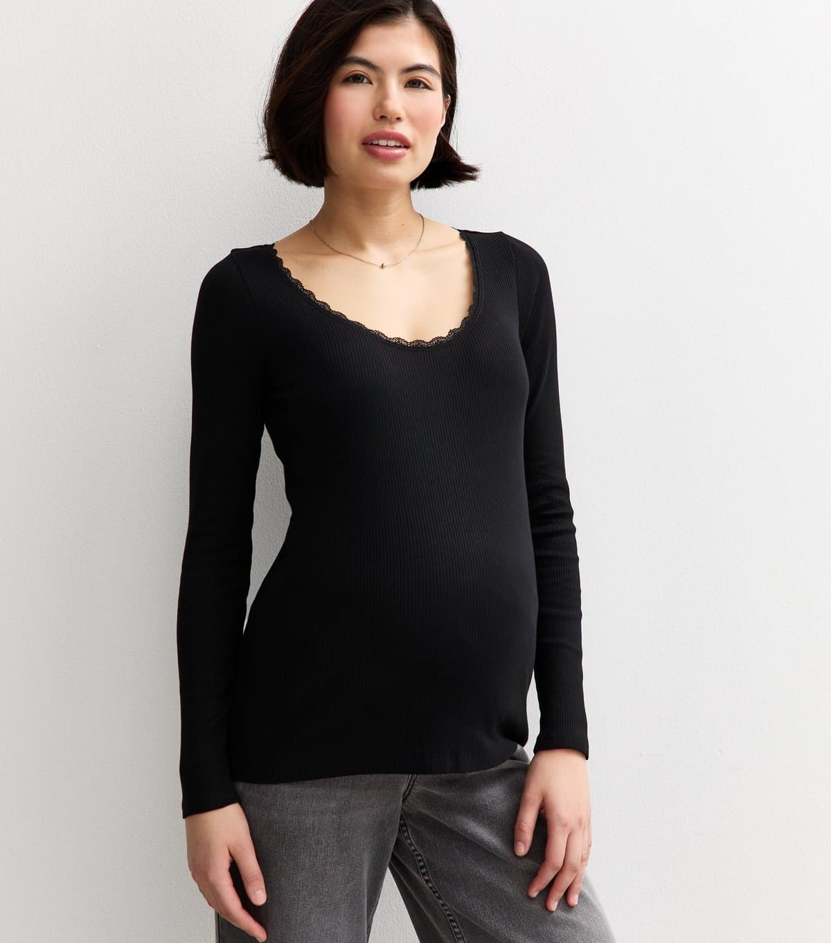 New Look New Look Black Rib Maternity Long Sleeve Top