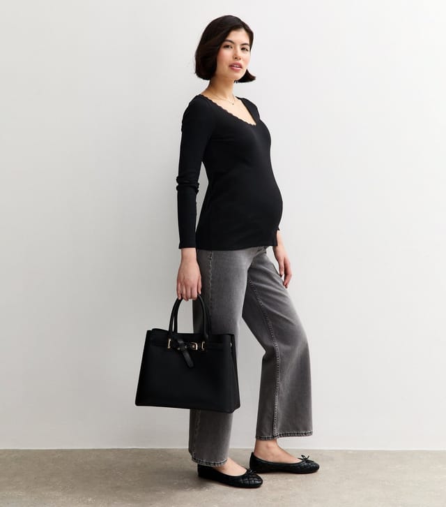 New Look Women's Maternity Black Rib Long Sleeve Top New Look - 3