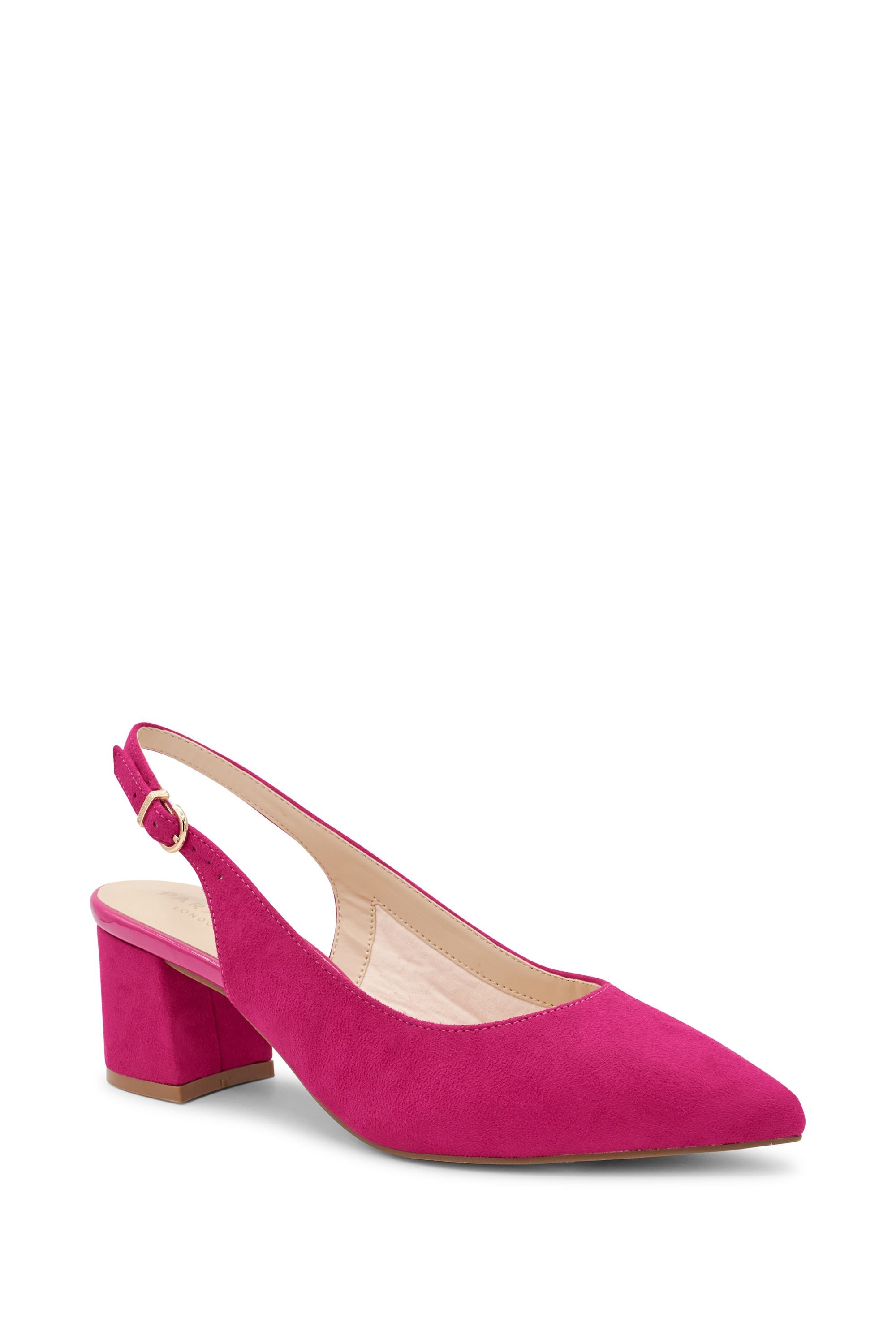 Paradox London Paradox London Women's Wide Fit 'Flynn' Mid Block Heel Sling Back Court Shoes in Fuchsia - 2