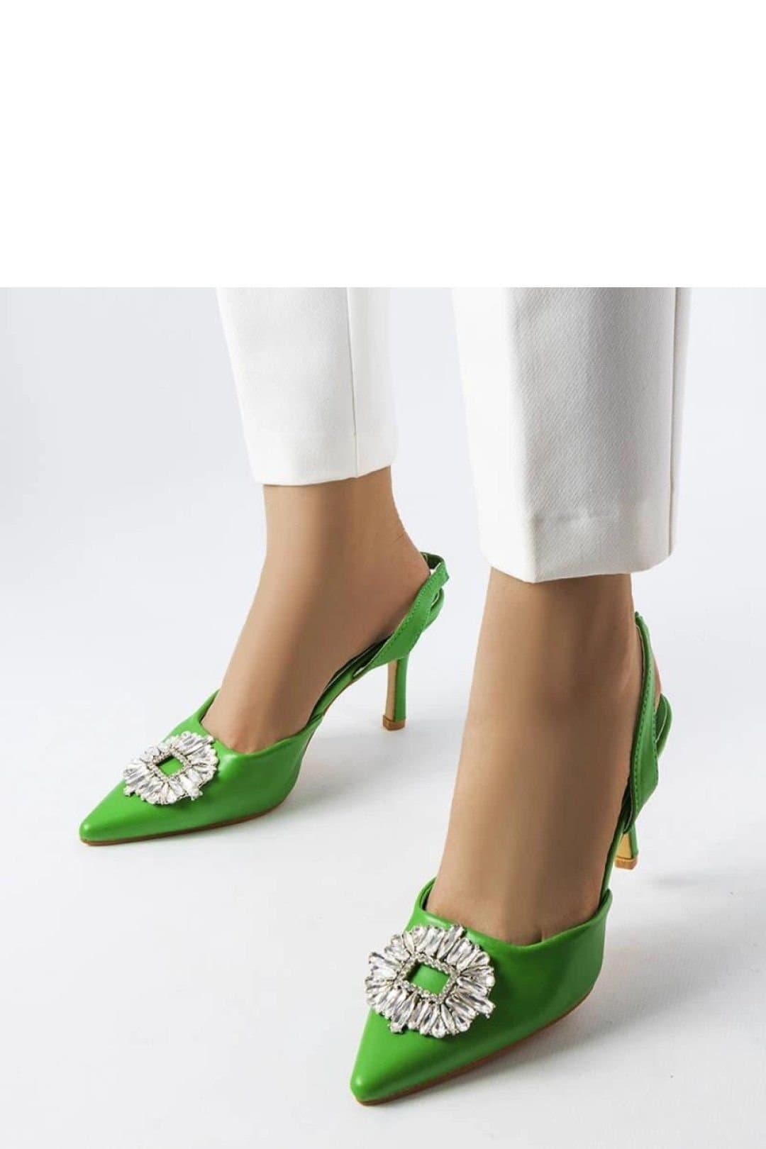 Love Lace Love Lace Women's Elegant Suede Style High Heel Pumps with Zircon Detail Comfort in Green