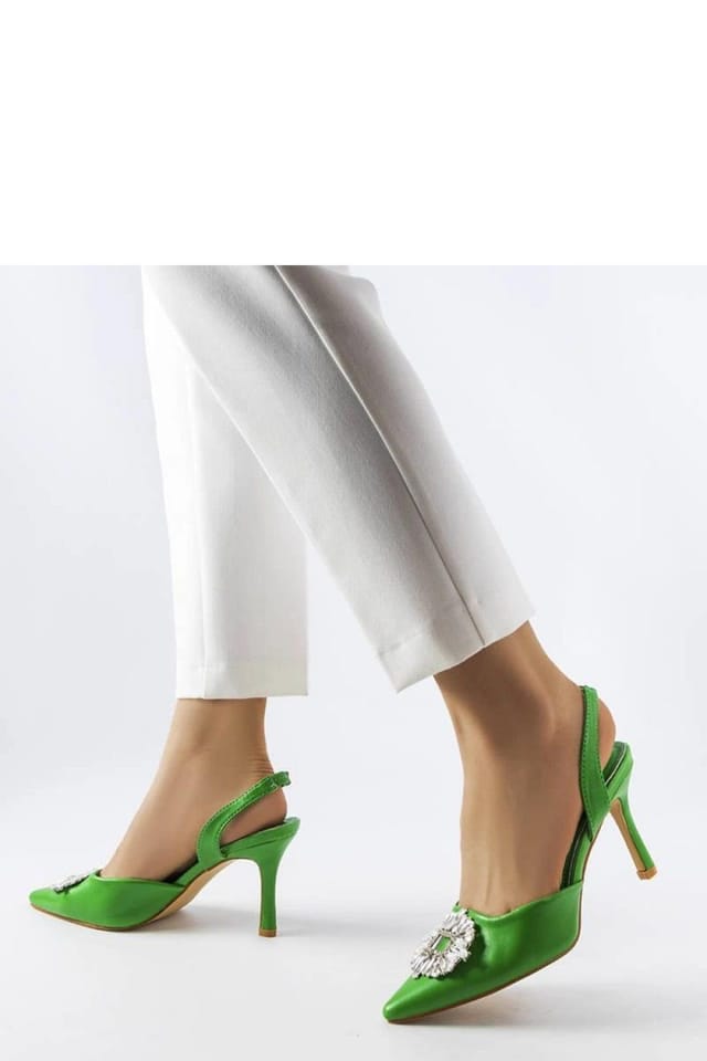 Love Lace Love Lace Women's Elegant Suede Style High Heel Pumps with Zircon Detail Comfort in Green - 3