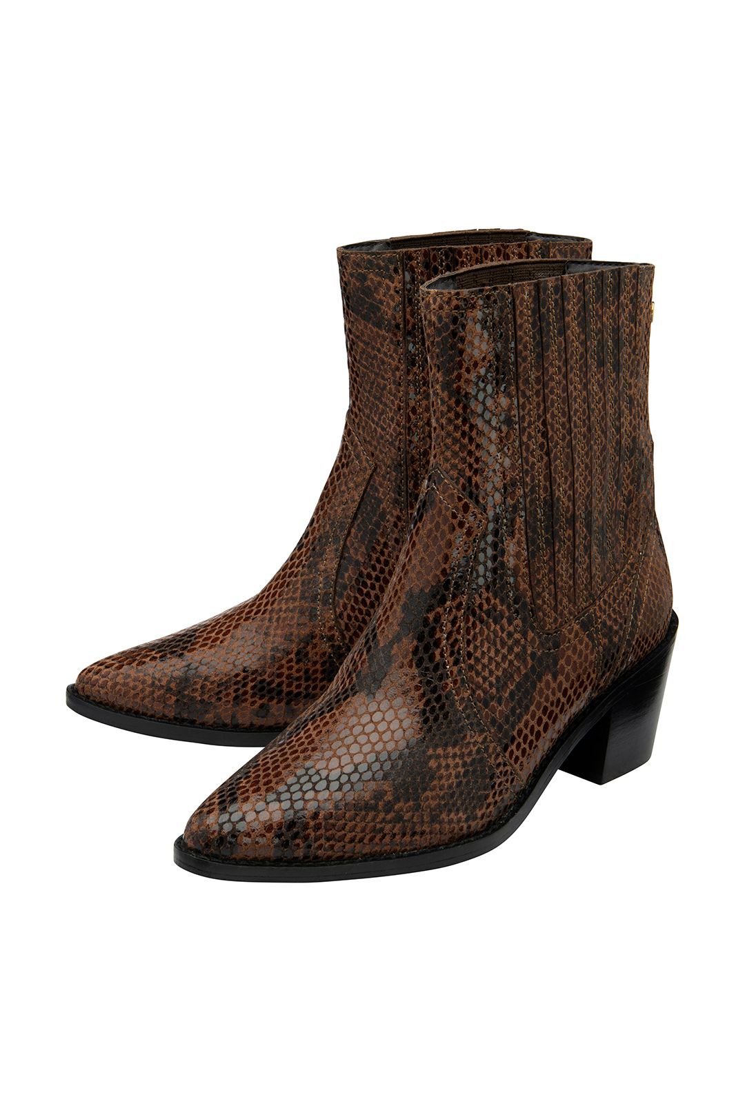 Ravel Ravel Women's 'Langton' Snake-Print Leather Ankle Boots in Tan - 2