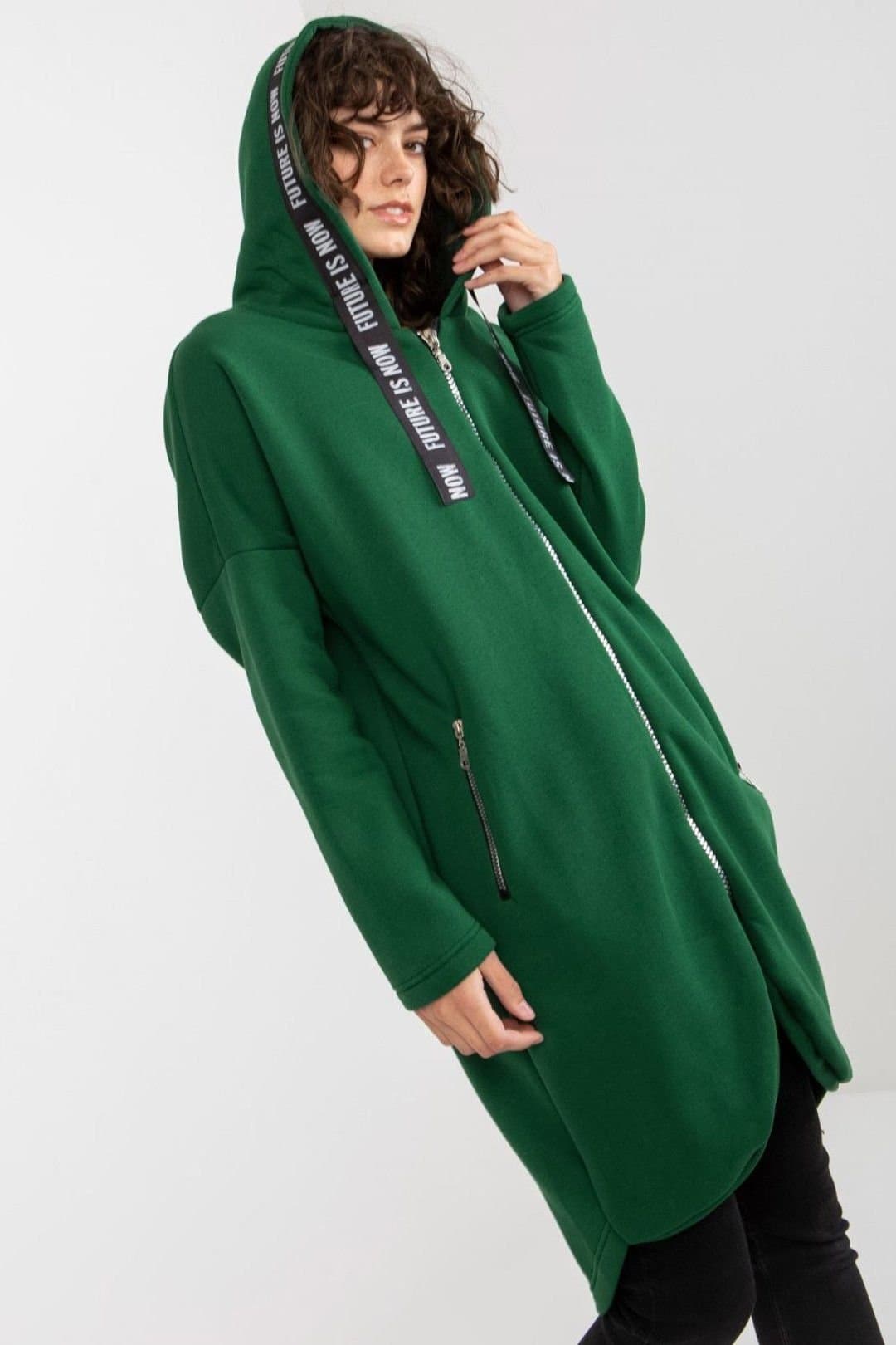 Love Lace Love Lace Women's Zip Front Hooded Sweatshirt with Side Pockets in Green