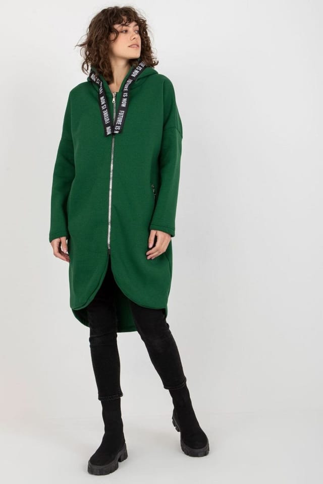Love Lace Love Lace Women's Zip Front Hooded Sweatshirt with Side Pockets in Green - 2
