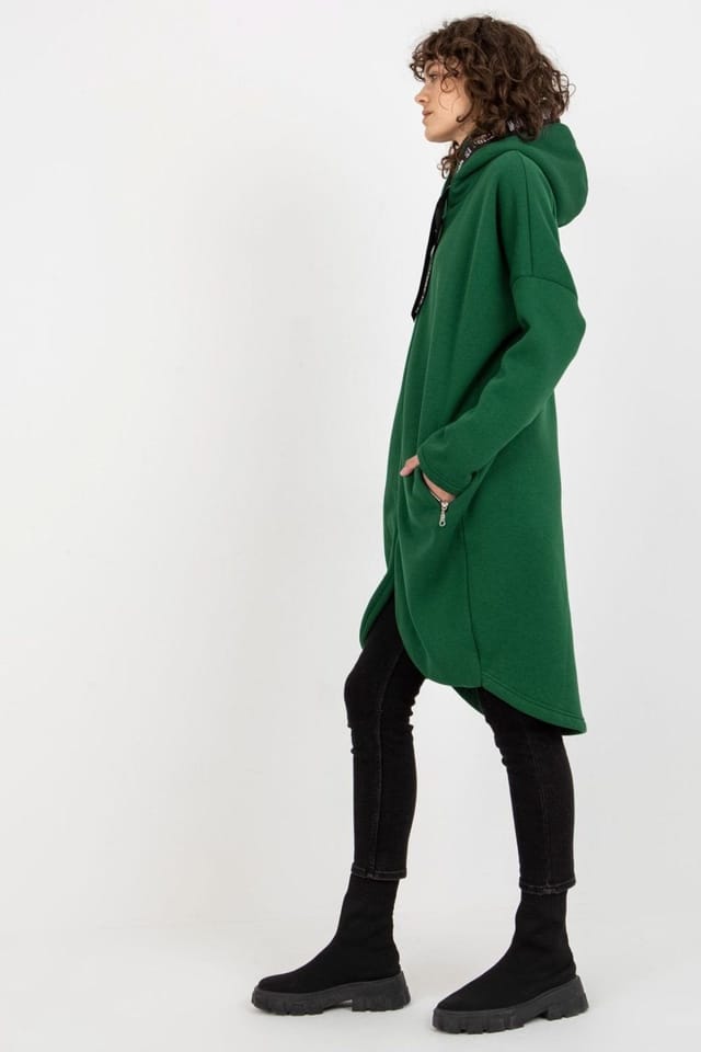 Love Lace Love Lace Women's Zip Front Hooded Sweatshirt with Side Pockets in Green - 3