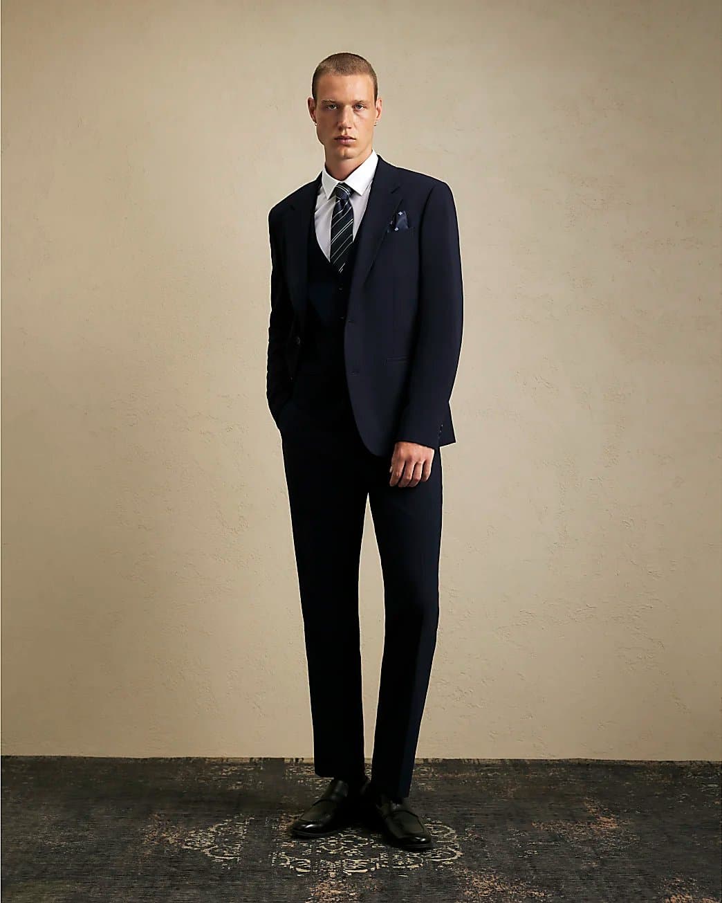 River Island Mens River Island Navy Slim Fit Tailored Suit Trousers