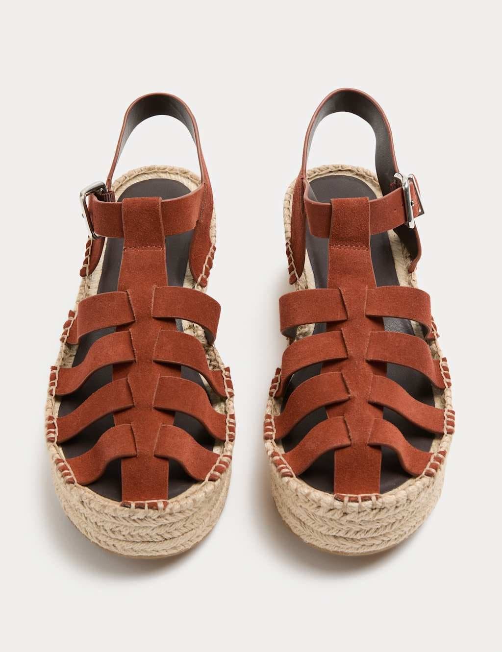 Marks & Spencer M&S Burnt Orange Suede Buckle Flatform Fisherman Espadrilles