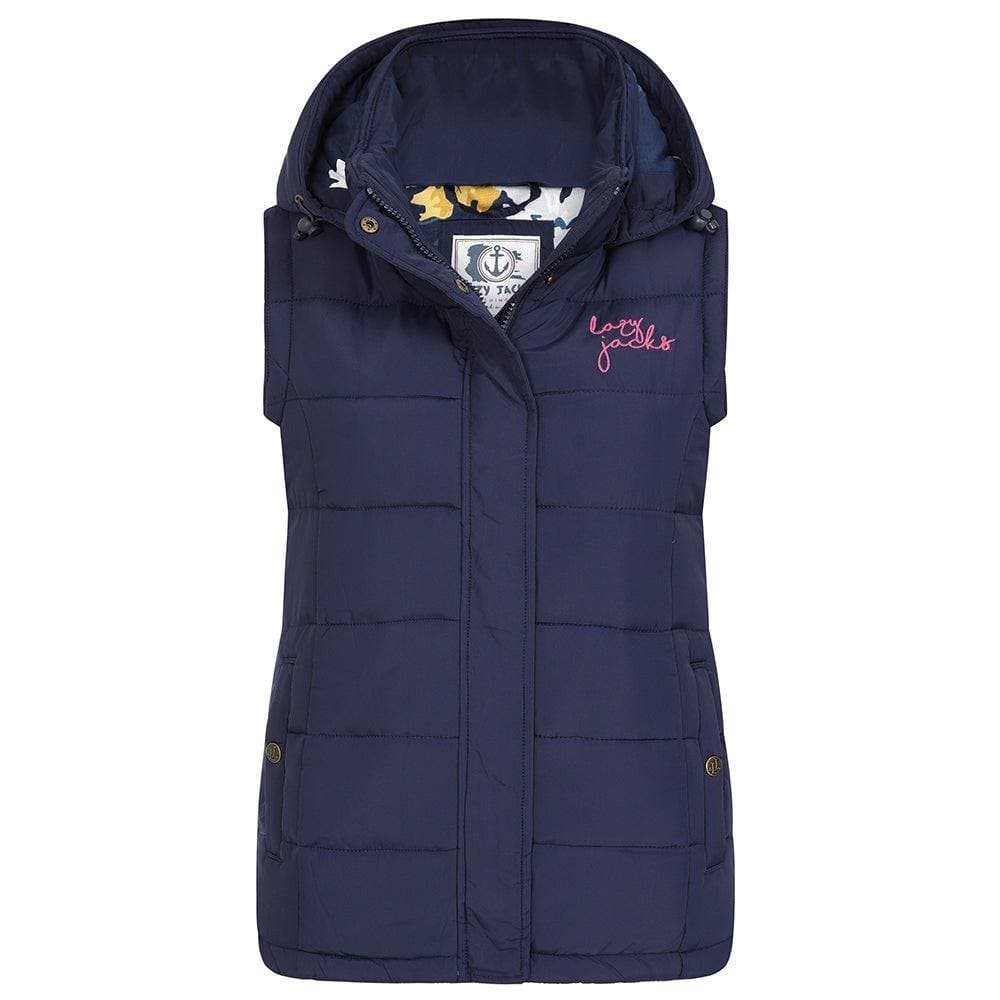 Lazy Jacks Lazy Jacks Women's Contrast Lining Gilet in Dark Blue