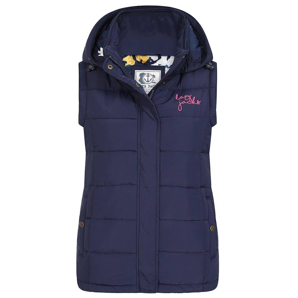 Lazy Jacks Women's Contrast Lining Gilet in Dark Blue