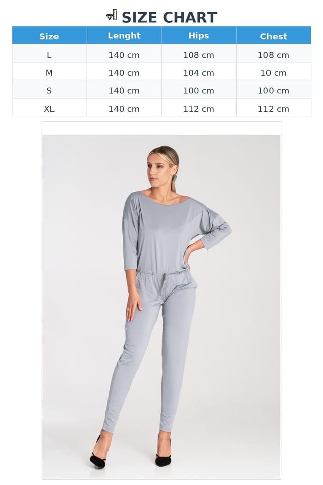 Love Lace Love Lace Women's Drawstring Waist Boat Neck Tapered Jumpsuit in Grey - 3
